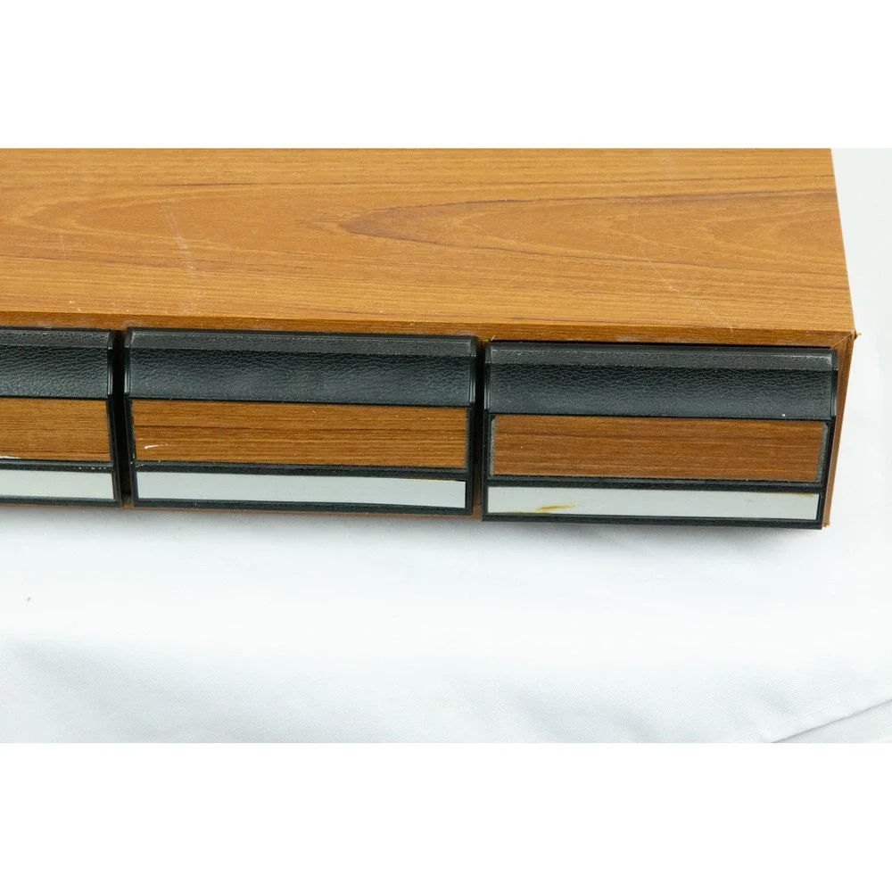 Vintage Cassette Tape Storage Cabinet 3 Drawer Faux Wood Grain Media Organizer